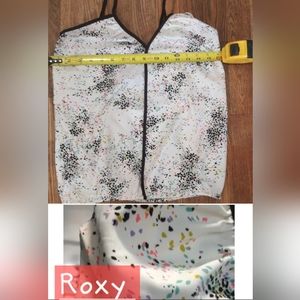 White polka-dot Roxy tank v neck spaghetti strap tank